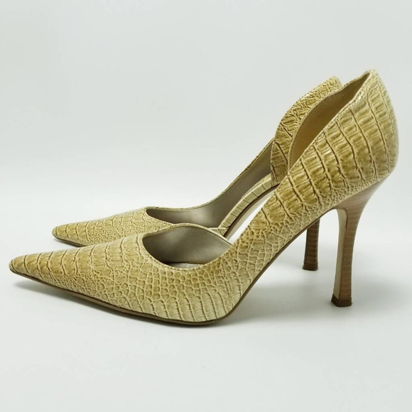 Diba Zana D'orsay Heels Shoes Crocodile Skin Pointed Toe Slip On Size 7M - Picture 2 of 12